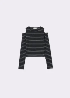 Camiseta raya lurex cut-out hombro*Brownie New