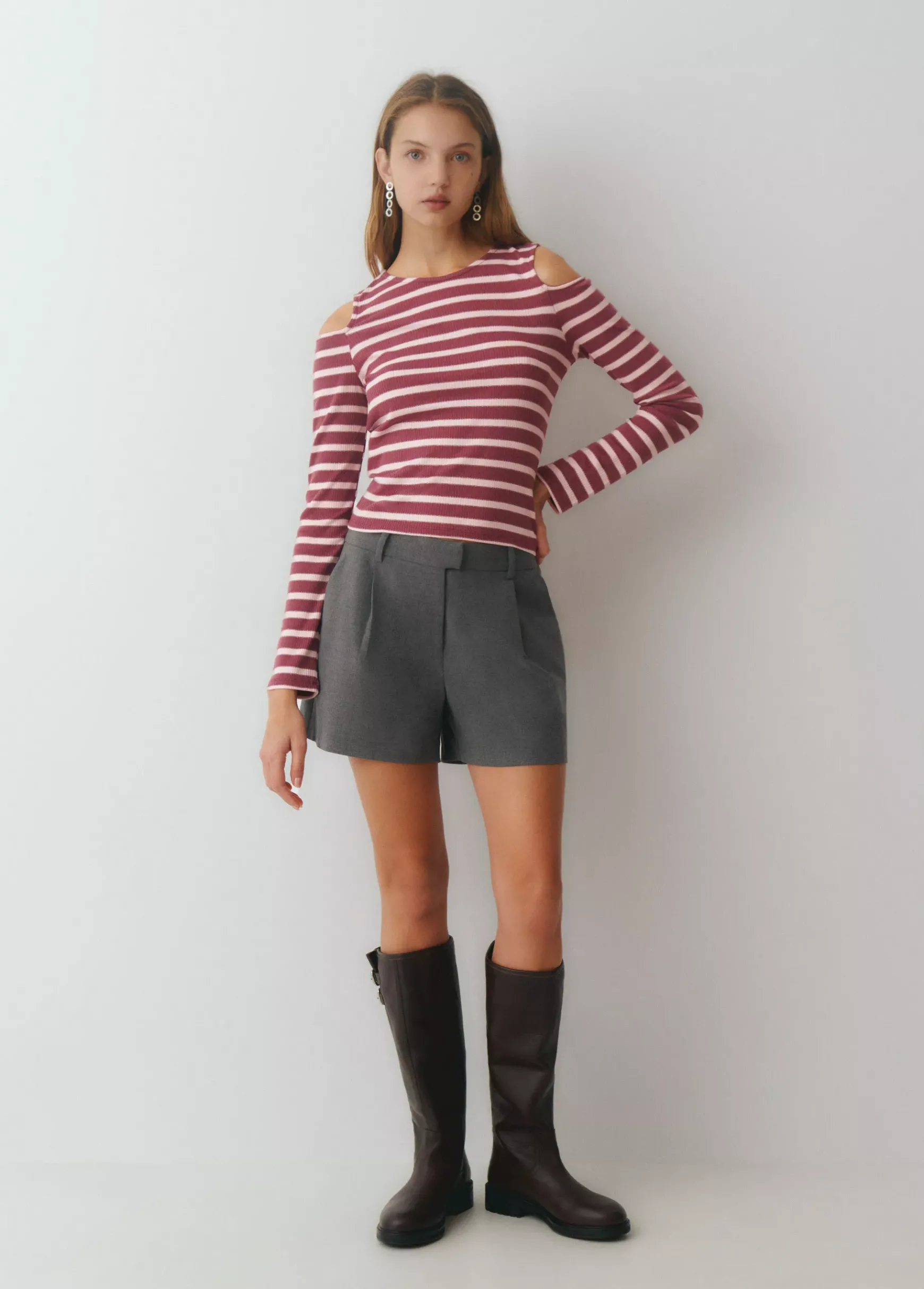 Camiseta raya lurex cut-out hombro*Brownie Discount