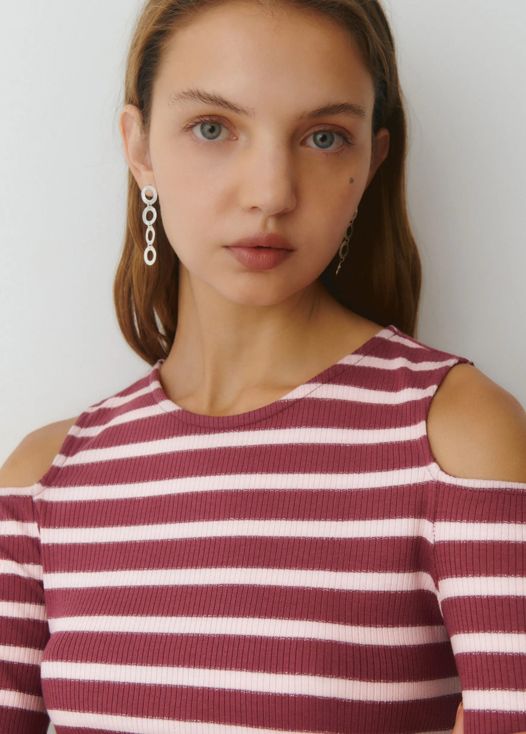 Camiseta raya lurex cut-out hombro*Brownie Discount