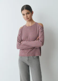 Camiseta raya lurex cut-out hombro*Brownie New