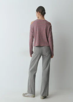 Camiseta raya lurex cut-out hombro*Brownie New