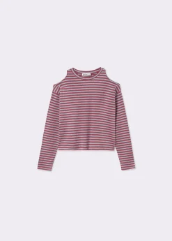 Camiseta raya lurex cut-out hombro*Brownie New