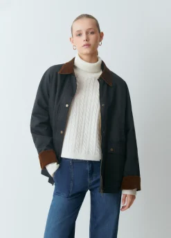 Chaqueta encerada con chaleco borrego extraíble*Brownie Hot