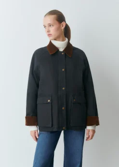 Chaqueta encerada con chaleco borrego extraíble*Brownie Hot