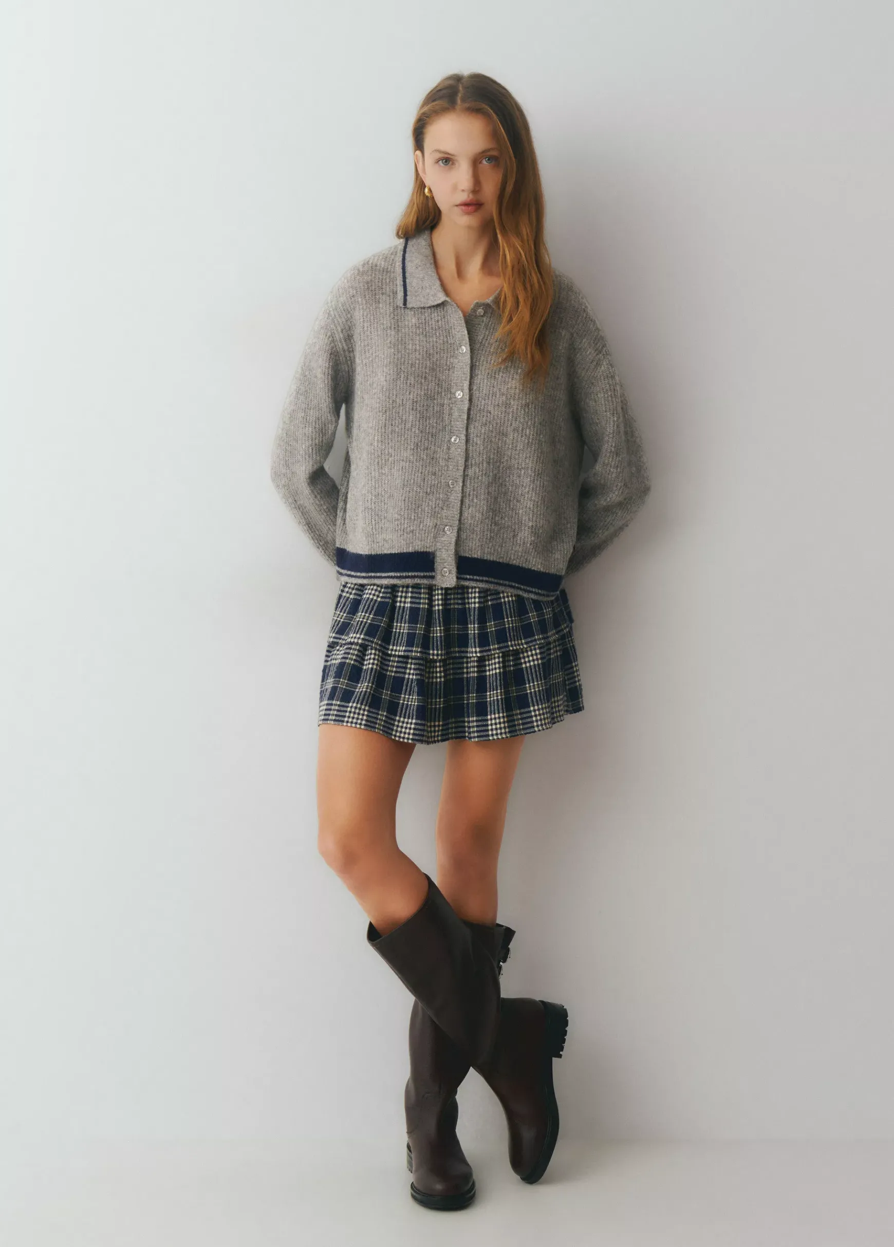 Chaqueta punto cuello polo contrastes*Brownie