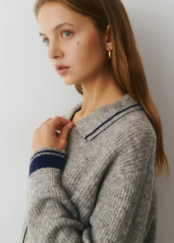 Chaqueta punto cuello polo contrastes*Brownie