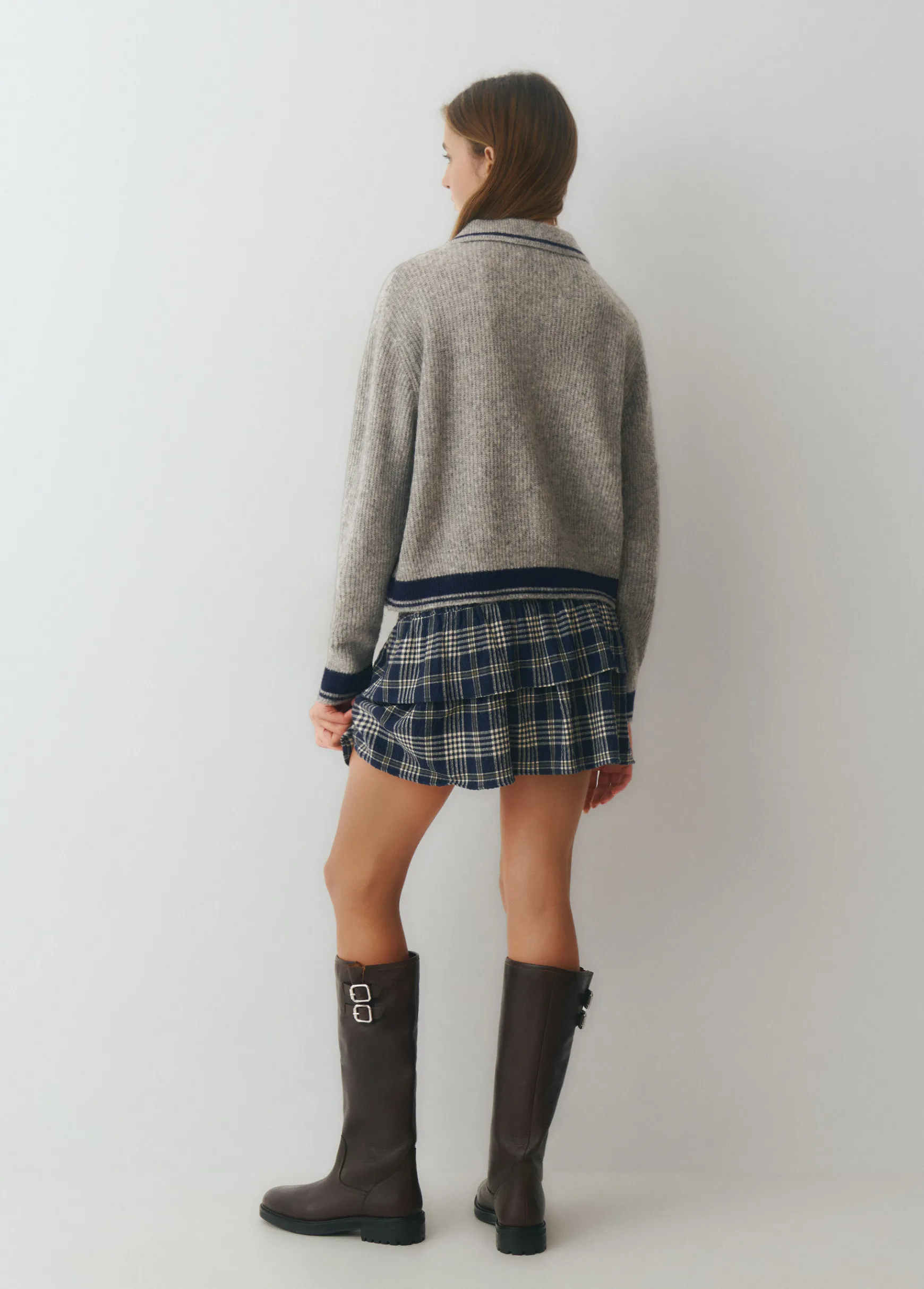 Chaqueta punto cuello polo contrastes*Brownie