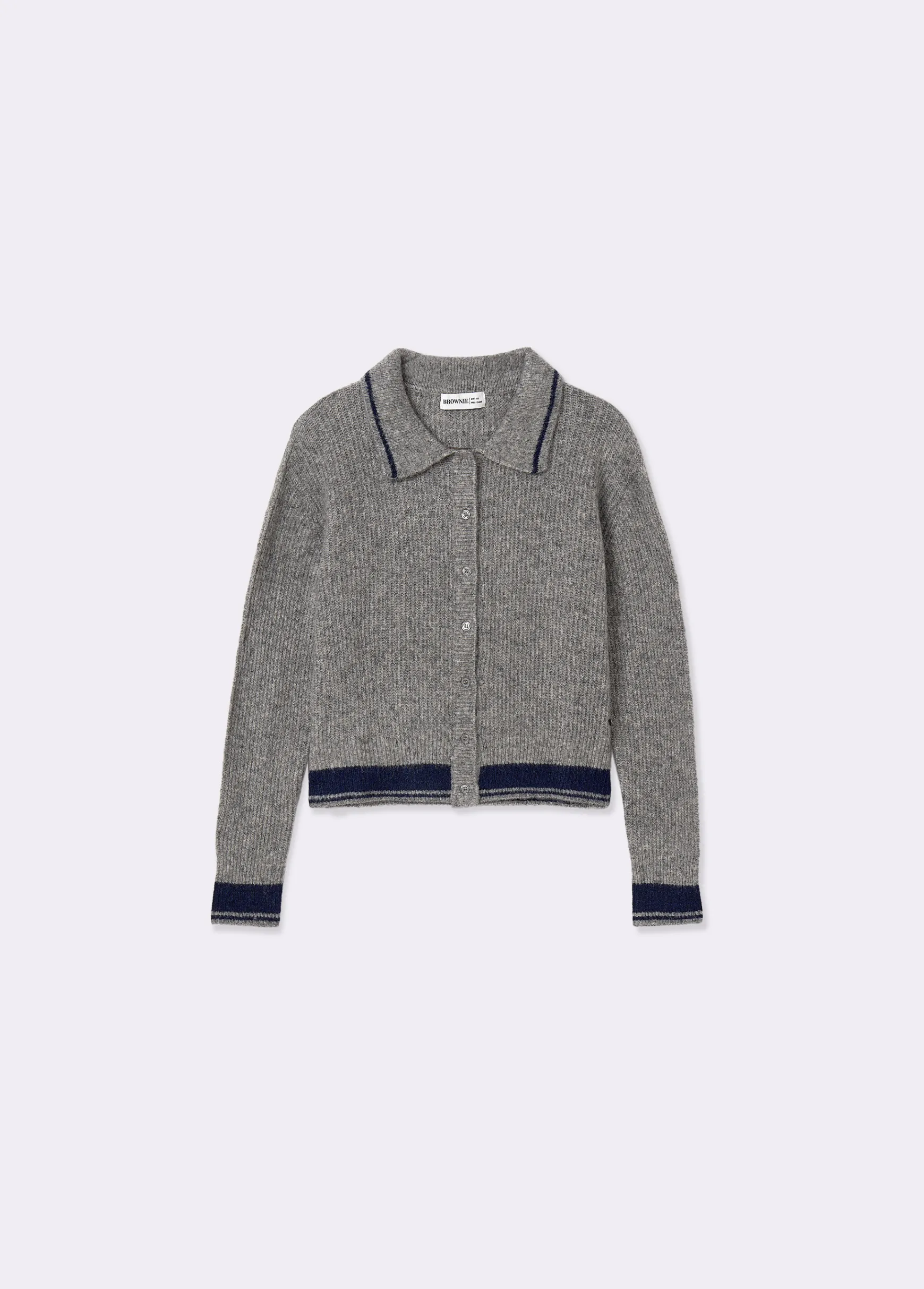 Chaqueta punto cuello polo contrastes*Brownie