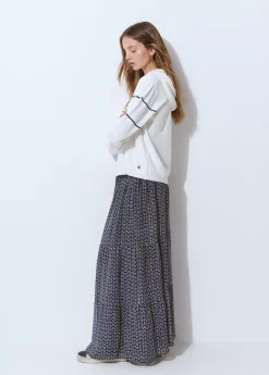 Falda fluida larga estampada*Brownie New