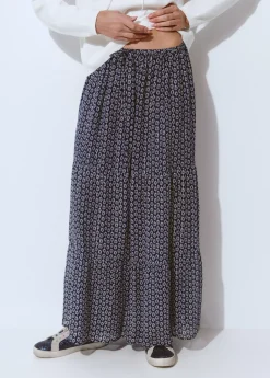 Falda fluida larga estampada*Brownie New