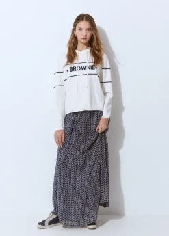 Falda fluida larga estampada*Brownie New