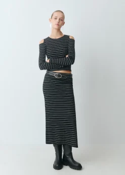 Falda midi raya lurex*Brownie Hot