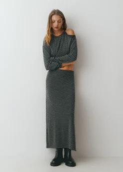 Falda midi raya tejida bicolor*Brownie Clearance