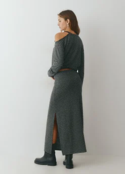 Falda midi raya tejida bicolor*Brownie Clearance