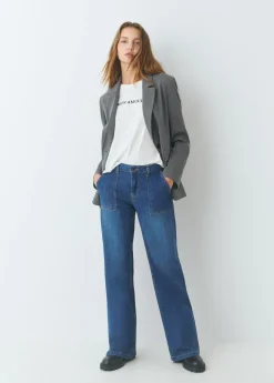 Jeans culotte bolsillo frontal*Brownie