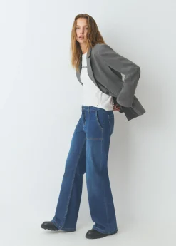 Jeans culotte bolsillo frontal*Brownie