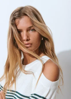 Jersey aperturas hombros rayas*Brownie Sale