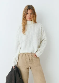 Jersey cuello alto trenzas*Brownie New