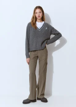 Pantalón cuadritos cargo con cinturón*Brownie Outlet