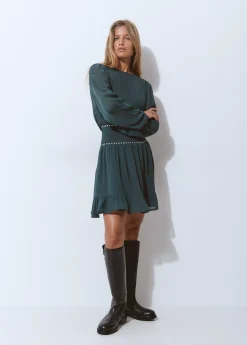 Vestido goma cintura detalle tachas*Brownie Clearance