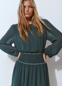 Vestido goma cintura detalle tachas*Brownie Clearance