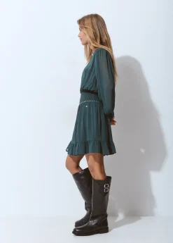 Vestido goma cintura detalle tachas*Brownie Clearance