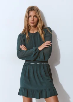 Vestido goma cintura detalle tachas*Brownie Clearance