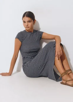 Vestido largo rayas manga corta*Brownie Best