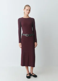 Vestido midi rib raya tejida*Brownie Clearance