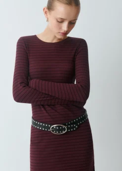 Vestido midi rib raya tejida*Brownie Clearance