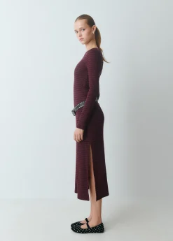 Vestido midi rib raya tejida*Brownie Clearance