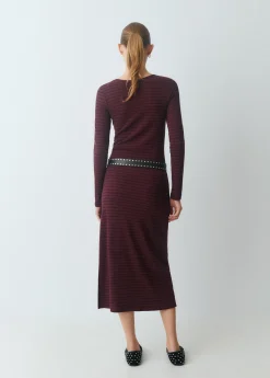 Vestido midi rib raya tejida*Brownie Clearance