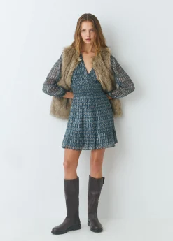 Vestido smock cintura sello indio brillo*Brownie Clearance