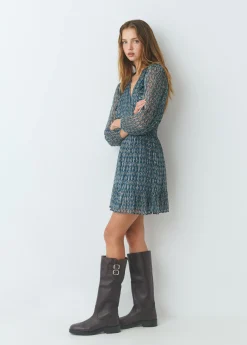 Vestido smock cintura sello indio brillo*Brownie Clearance