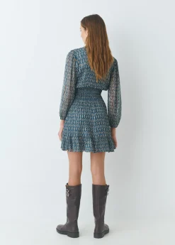 Vestido smock cintura sello indio brillo*Brownie Clearance