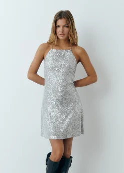 Vestido tirantes lentejuelas plateadas*Brownie Hot