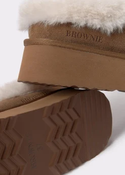 Zueco plataforma piel pelo*Brownie Clearance